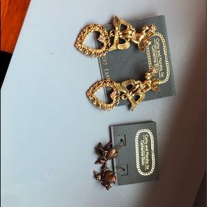 Catherine Stein Cupid/heart brass earrings